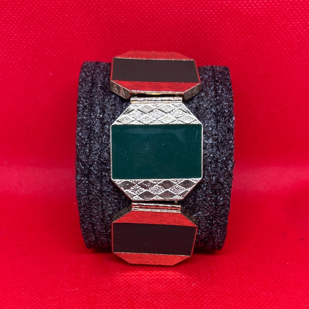 Silver and hunter green Geometric Bracelet